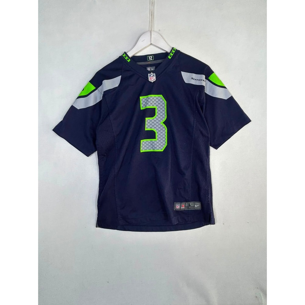 Nike Seattle Seahawks Russell Wilson 3 Jersey Youth Large 14/16 Navy Blue NFL